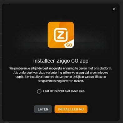 ziggo go tv app op de laptop